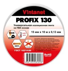 Изолента ПВХ универсальная PROFIX130 белая, рулон 15 мм x 10 м