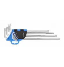 Набор Г-образных экстра длинных ключей TORX CrV,, 9 шт., HT1W810, HOEGERT 