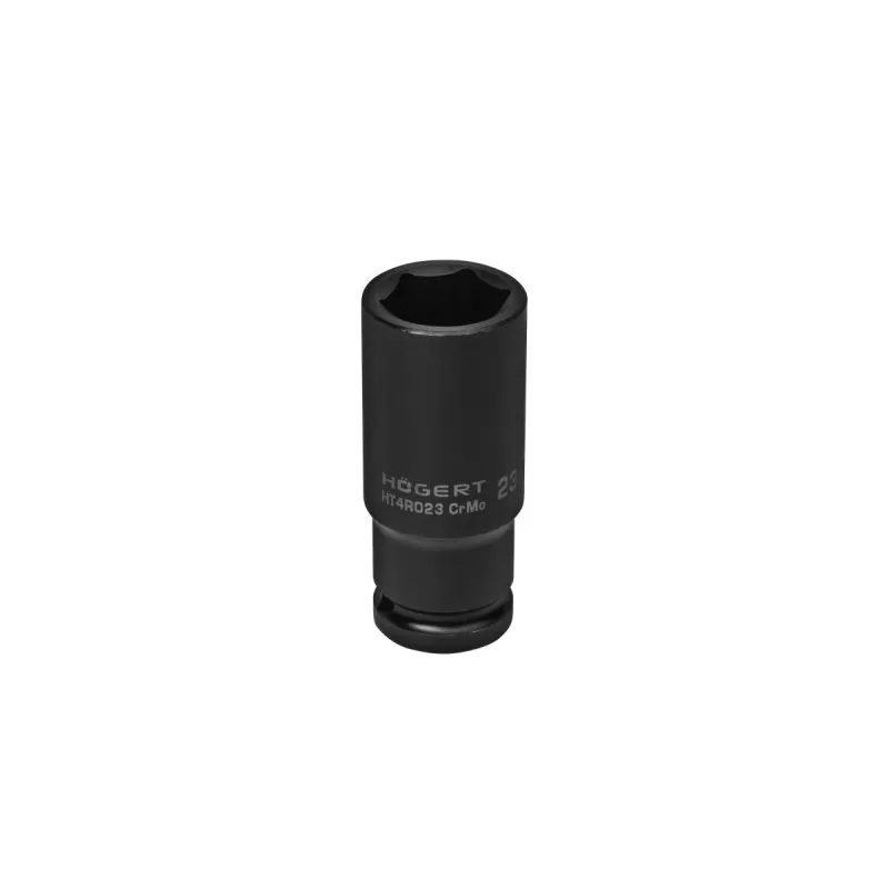 Головка торцевая ударная глубокая шестигранная 1/2", 23 мм, DIN 3121, CrMo, HT4R023, HOEGERT Головка торцевая ударная глубокая шестигранная 1/2", 23 мм, DIN 3121, CrMo, HT4R023, HOEGERT