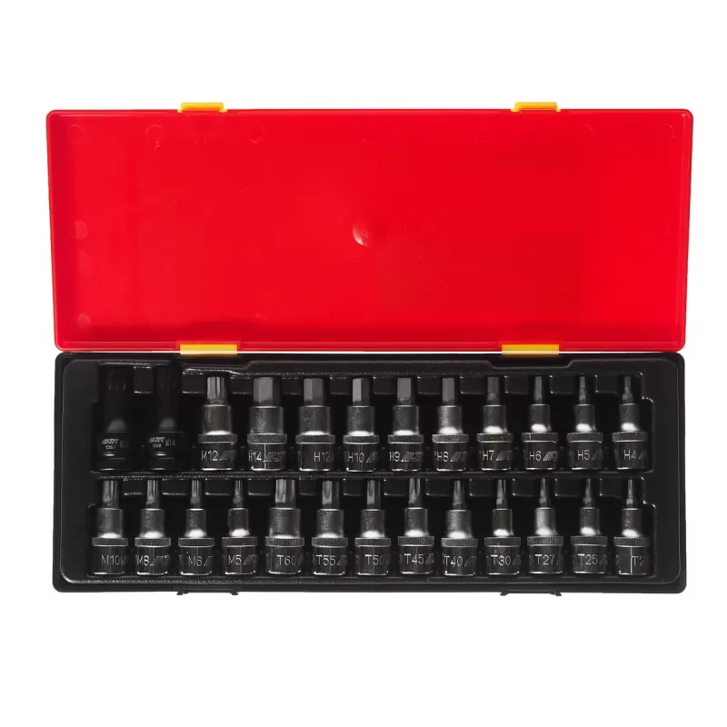Набор бит-головок 1/2" HEX H4-H14, TORX T20-T60,SPLINE M5-M12 25 предметов JTC Набор бит-головок 1/2" HEX H4-H14, TORX T20-T60,SPLINE M5-M12 25 предметов JTC