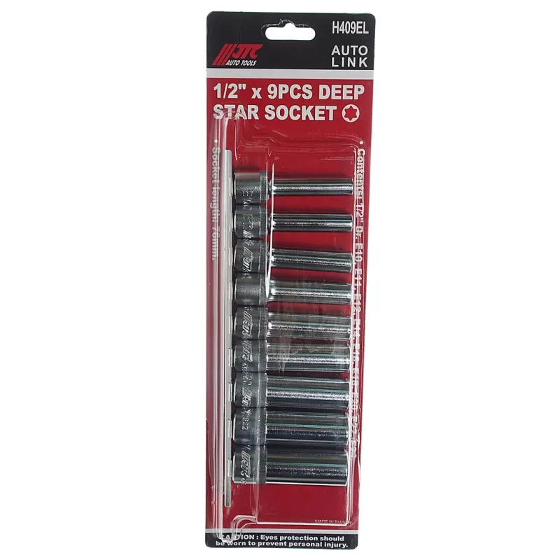 Набор головок торцевых 1/2" TORX Е10-Е24 удлиненных 9 предметов JTC