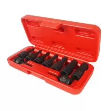 Набор бит-головок 3/8" HEX H3-14ммх52мм ударных 9 предметов в кейсе JTC