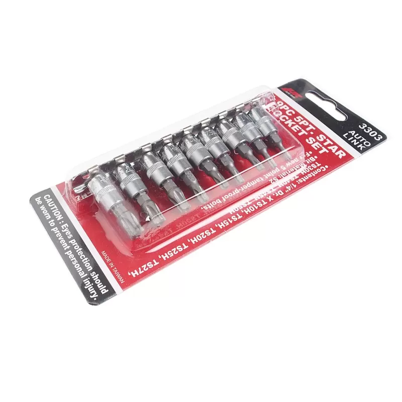 Набор бит 1/4" TORX 5-ти гранных TS10H-TS50H 9 предметов JTC Набор бит 1/4" TORX 5-ти гранных TS10H-TS50H 9 предметов JTC