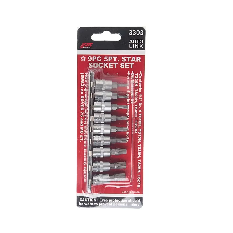 Набор бит 1/4" TORX 5-ти гранных TS10H-TS50H 9 предметов JTC Набор бит 1/4" TORX 5-ти гранных TS10H-TS50H 9 предметов JTC
