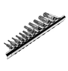 Набор головок торцевых 1/4"-3/8" TORX Т10Н-Т60Н с отверстием 11 предметов JTC