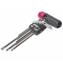 Набор ключей TORX T10Н-Т50H Г-образных с отверстием 9 предметов JTC
