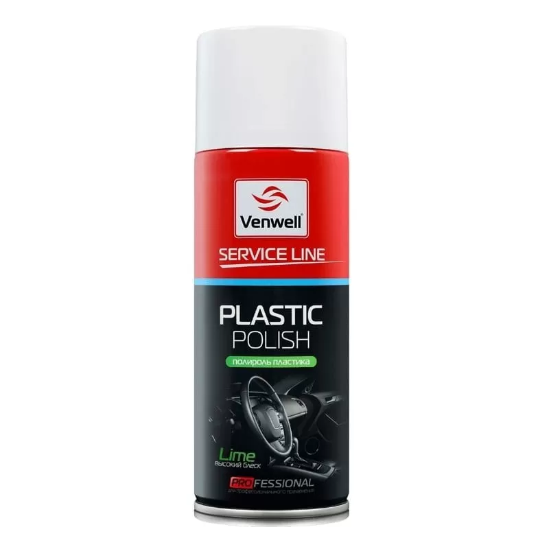 Полироль пластика высокий блеск (аэрозоль). Plastic Polish Lime VW-SL-035RU Venwell 400 мл Полироль пластика высокий блеск (аэрозоль). Plastic Polish Lime VW-SL-035RU Venwell 400 мл