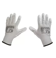 WDK-PU01W / XL Перчатки белые защитные эластичные из нейлона с покрытием, 1 пара, размер XL